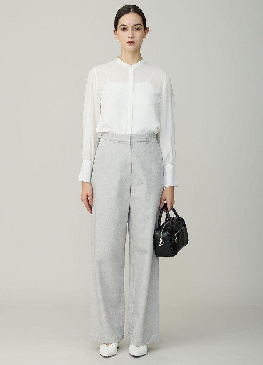 可卸式領巾長袖襯衫